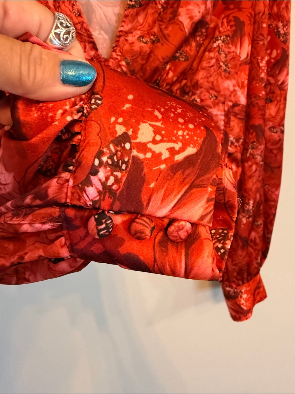 Floral Corset Blouse Butterfly Print Puff Sleeve Crop Top Size - Picture 6 of 10